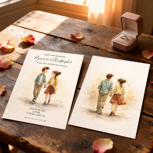 Convites Casamento de Casal Romântico com Aquarela Capricho