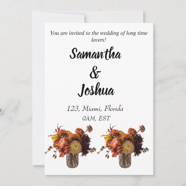 Convites Casamento de casal russa de Fall Boho Bohemian (Frente)