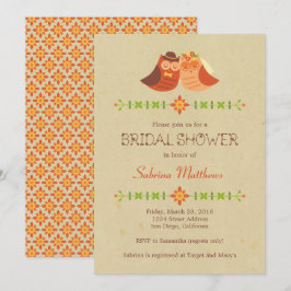 Convites Casamento de Casal Rustic Boho Lovebird Owl