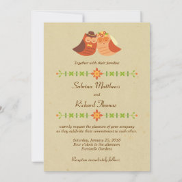Convites Casamento de Casal Rustic Boho Lovebird Owl