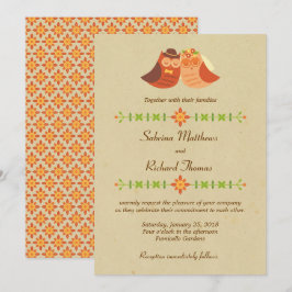 Convites Casamento de Casal Rustic Boho Lovebird Owl