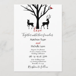 Convites Casamento de Casal Silhouette Deer Winter Love