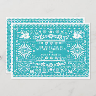 Convites Casamento de Casamento de Teal Picado Cut Turquois