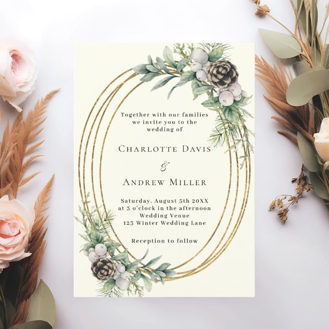 Convites Casamento de casamentos com pinheiros de marfim (Criador carregado)