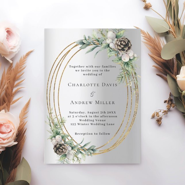 Convites Casamento de casamentos de pinheiros de prata (Criador carregado)