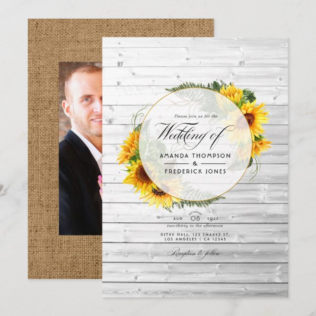 Convites Casamento de Castela-do-Sol, Rústica-do-Sol (Frente/Verso)