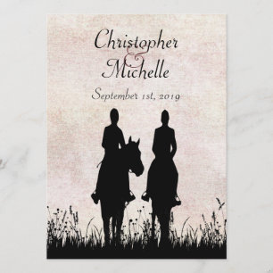 Convites Casamento de Cavalo Casal de Silhouette Horseback