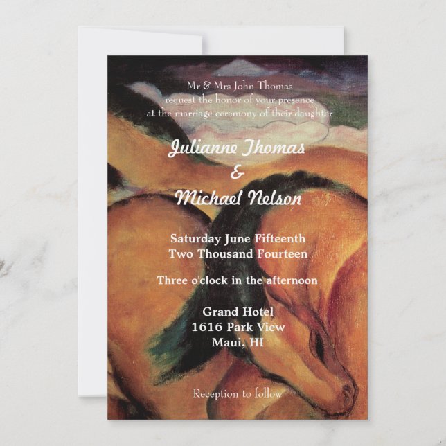 Convites Casamento de Cavalos Ocidentais (Frente)