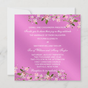 Convites Casamento de Cerejeiras Japonesas Rosa