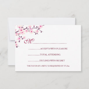 Convites Casamento de Cerejeiras Rosa Branco RSVP