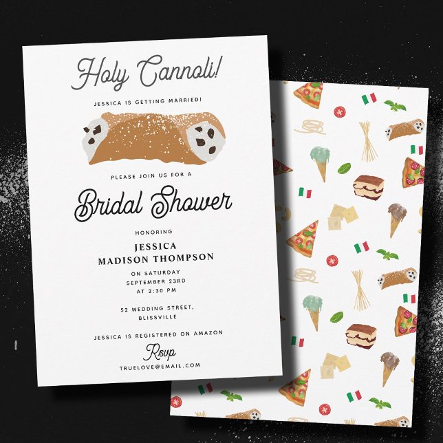 Convites Casamento de Chá de panela de Santa Comida Cannoli (Italian Food Holy Cannoli Bridal Shower Wedding Invitation)