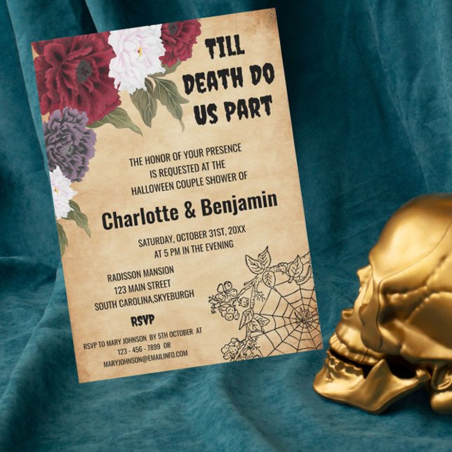 Convites Casamento de Chá do Casal Vintage Halloween (Criador carregado)