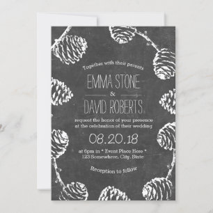 Convites Casamento de Chalkboard de Pine de Floresta Russa