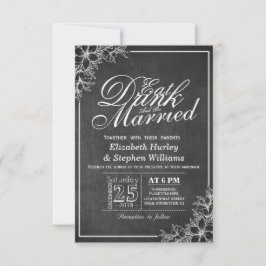 Convites Casamento De Chalkboard Floral EAT Drink