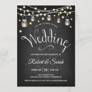 Convites Casamento de Chalkboard & Lights