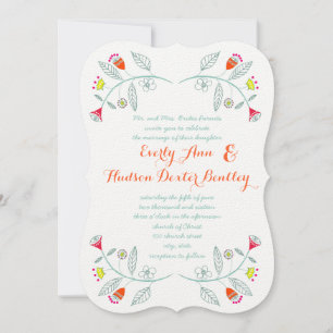 Convites Casamento de Chalkboard Mint Orange Floral Garland