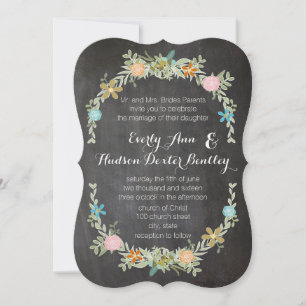 Convites Casamento de Chalkboard Mint Pink Aqua Floral Garl