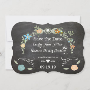 Convites Casamento de Chalkboard Mint Pink Aqua Floral Garl