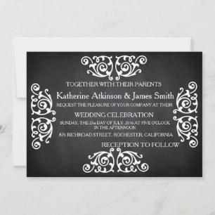Convites Casamento de Chalkboard Rustic Swirl