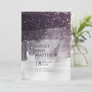 Convites Casamento de Chamada de Plum e Cortina de Prata