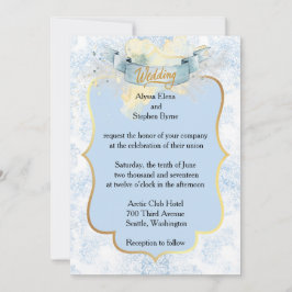 Convites Casamento de Champanhe Branco e Azul Elegante