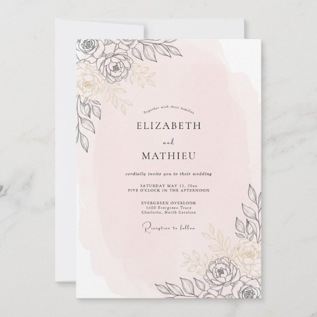Convites Casamento de Champanhe com Arte de Eucalipto (Frente)