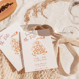 Convites Casamento de Champanhe Desenhado à Mão Funky