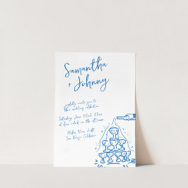 Convites Casamento de Champanhe Desenhado à Mão Funky