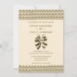 Convites Casamento de Champanhe Dourado Elegante