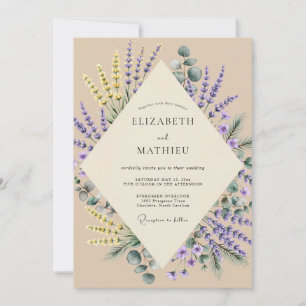 Convites Casamento de Champanhe Lavanda Sprig Eucalipto