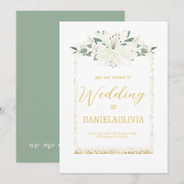 Convites Casamento de Charm Green Wildflower Elegante