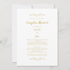 Convites Casamento de Chás de Script Elegante Dourado
