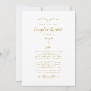 Convites Casamento de Chás de Script Elegante Dourado