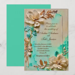 Convites Casamento de chás e flores beges