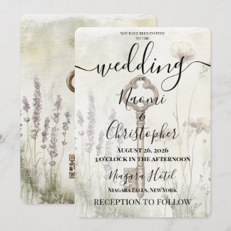 Convites Casamento de Chave Vintage Personalizada