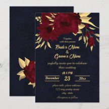 Casamento de Chic Burgundy e marinho de ouro