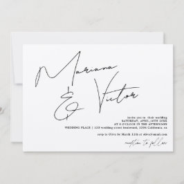 Convites Casamento de chic em caligrafia com script de nome