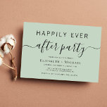 Convites Casamento de Chic Sage após festa<br><div class="desc">Chic sage convite verde para o seu casamento depois da festa. "Feliz Festa Nunca Depois" é escrito em uma mistura de simples tipografia e uma escrita moderna com pestanas.</div>