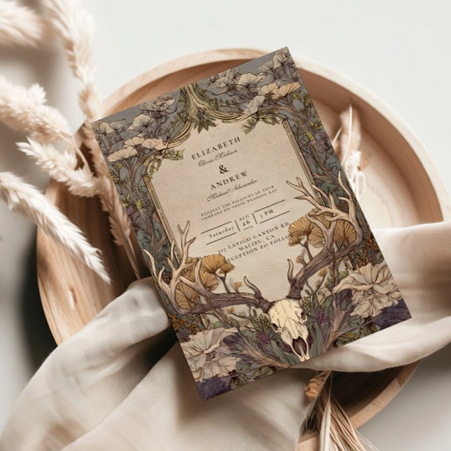 Convites Casamento de Chifre de Floresta Boho (Criador carregado)