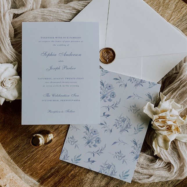 Convites Casamento de Chinoiserie Azul Elegante (Criador carregado)