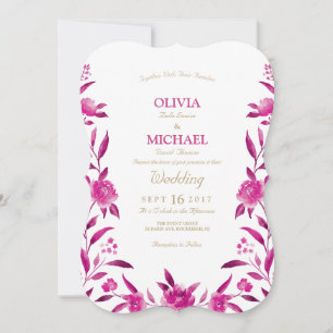 Convites Casamento de Chinoiserie floral, cor de água rosa