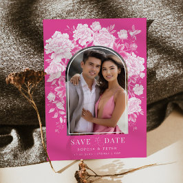 Convites Casamento de Chinoiserie Magenta Floral Salvar a D