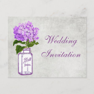 Convites Casamento de Chique de Mason Jar & Purple Hydrange