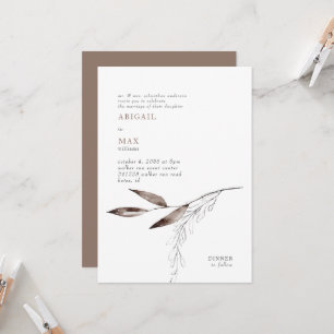 Convites Casamento de Chocolate ao Leite com Folhagem Moder
