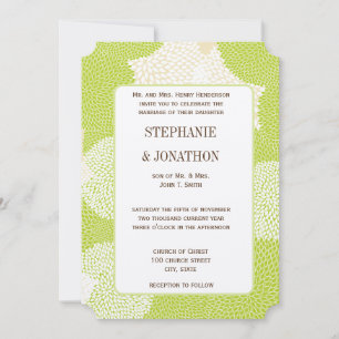 Convites Casamento de Chrysanthemum Floral Azul e Verde