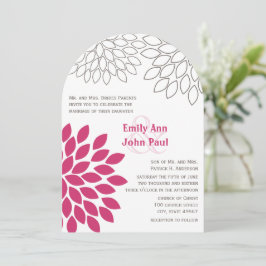 Convites Casamento de Chrysanthemum Floral Moderno Rosa