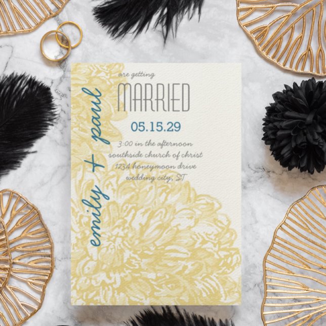 Convites Casamento de Chrysanthumum Amarelo (Criador carregado)