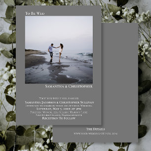 Convites Casamento de Cinza Simples de Artsy Minimalista Mo