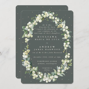 Convites Casamento de Cinza Verde de Snowberry+Eucalyptus