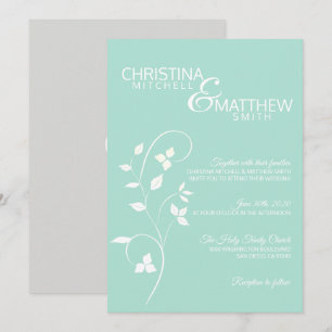Convites Casamento de Cinzas de Pastel Mint Green